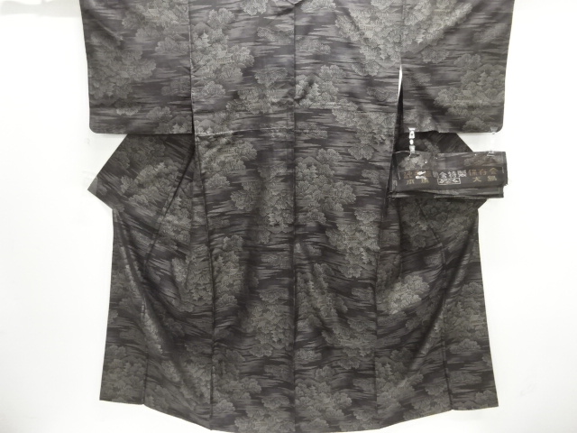 JAPANESE KIMONO / SILK / DORO OSHIMA TSUMUGI / WOVEN TEMPLES IN MOUNTAINS